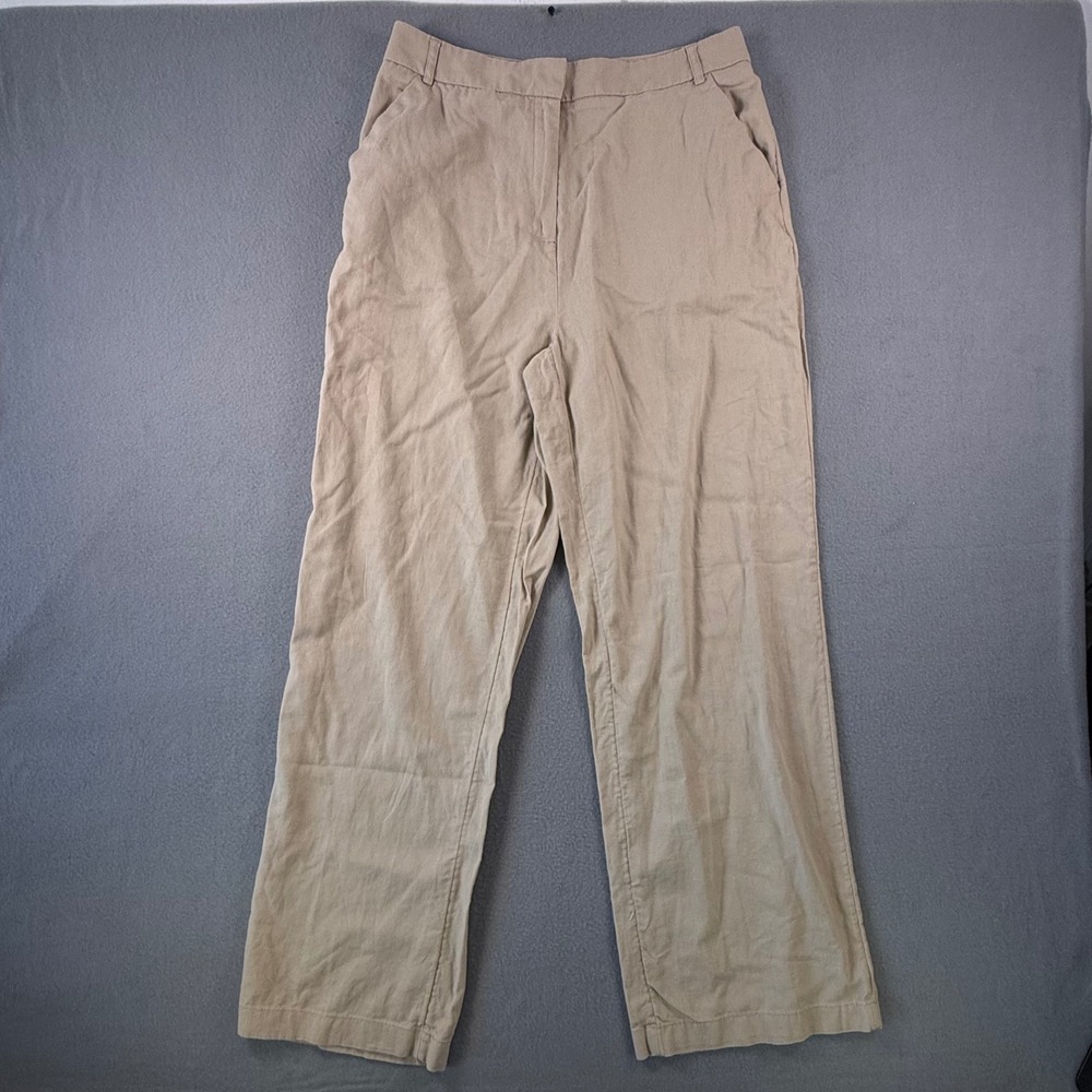 Sofia Jeans by Sofia Vergara Tan Linen Blend Wide Leg Trousers Pants Size 10